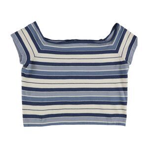 Ralph Lauren Womens Striped Off the shoulder Crop Top Blouse, NWT